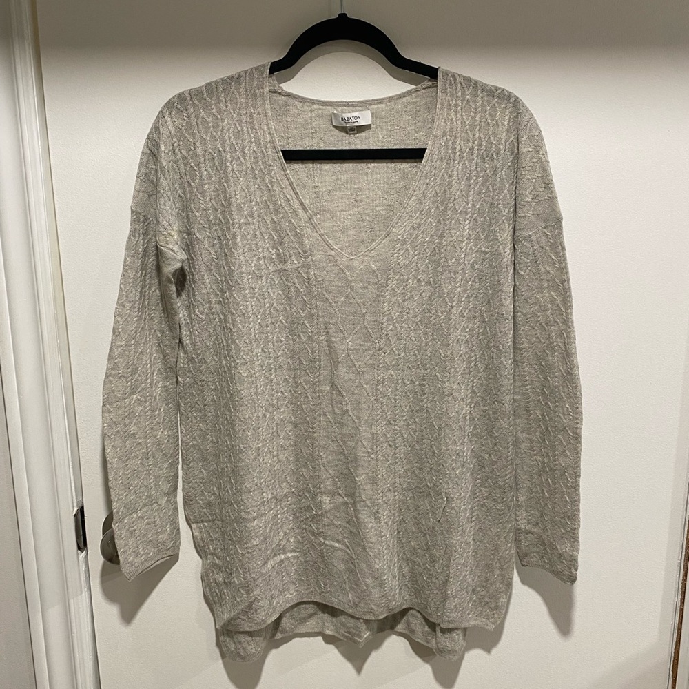 Babaton beige V-Neck linen blend Sweater